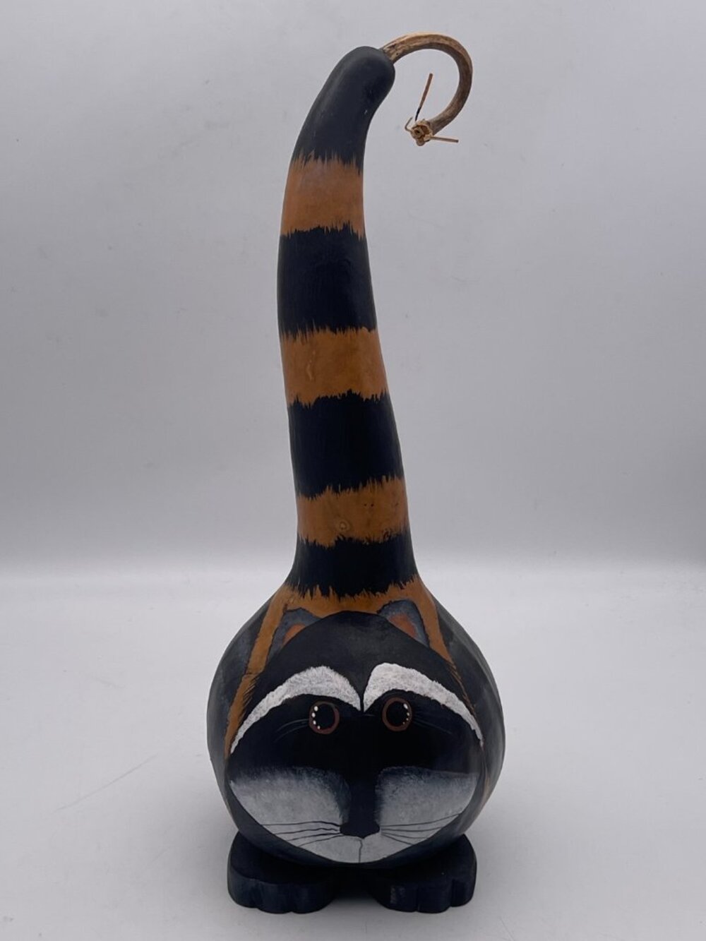 Hand Painted 15" Raccoon Gourd Folk Art Fall Decor